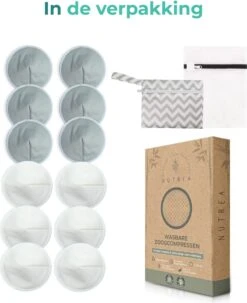 Nutrea – Wasbare Zoogcompressen – Herbruikbare Borstcompressen – 12 Stuks - ø12cm - Met Opbergzakje En Waszakje -Pasgeborenen En Jonge Kinderen 978x1200 2