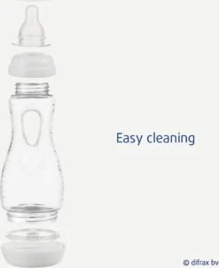 Difrax Handgreep Babyfles 240 Ml Natural - Anti-Colic - Stone|Grijs -Pasgeborenen En Jonge Kinderen 979x1200