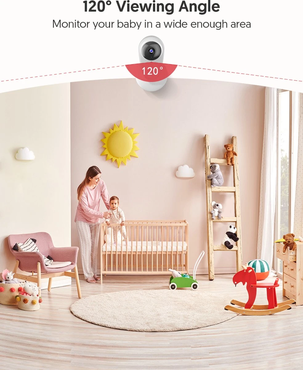 Victure Babyfoon Met Camera En App Wifi - 1080P FHD - Baby Monitor Met Camera - 2.4G Draadloze Beveiligingscamera Voor Binnen - Geschikt Voor Ouderen/baby/huisdieren - Compatibel Met IOS En Android 8 Victure Babyfoon Met Camera En App Wifi - 1080P FHD - Baby Monitor Met Camera - 2.4G Draadloze Beveiligingscamera Voor Binnen - Geschikt Voor Ouderen/baby/huisdieren - Compatibel Met IOS En Android - Afbeelding 8