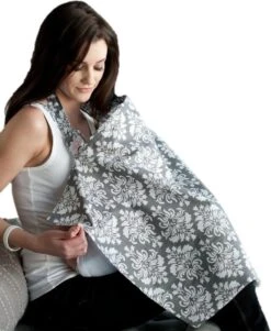 Udder Covers Borstvoedingsdoek - Voedingsdoek - Grace - Grijs Wit Print -Pasgeborenen En Jonge Kinderen 984x1200