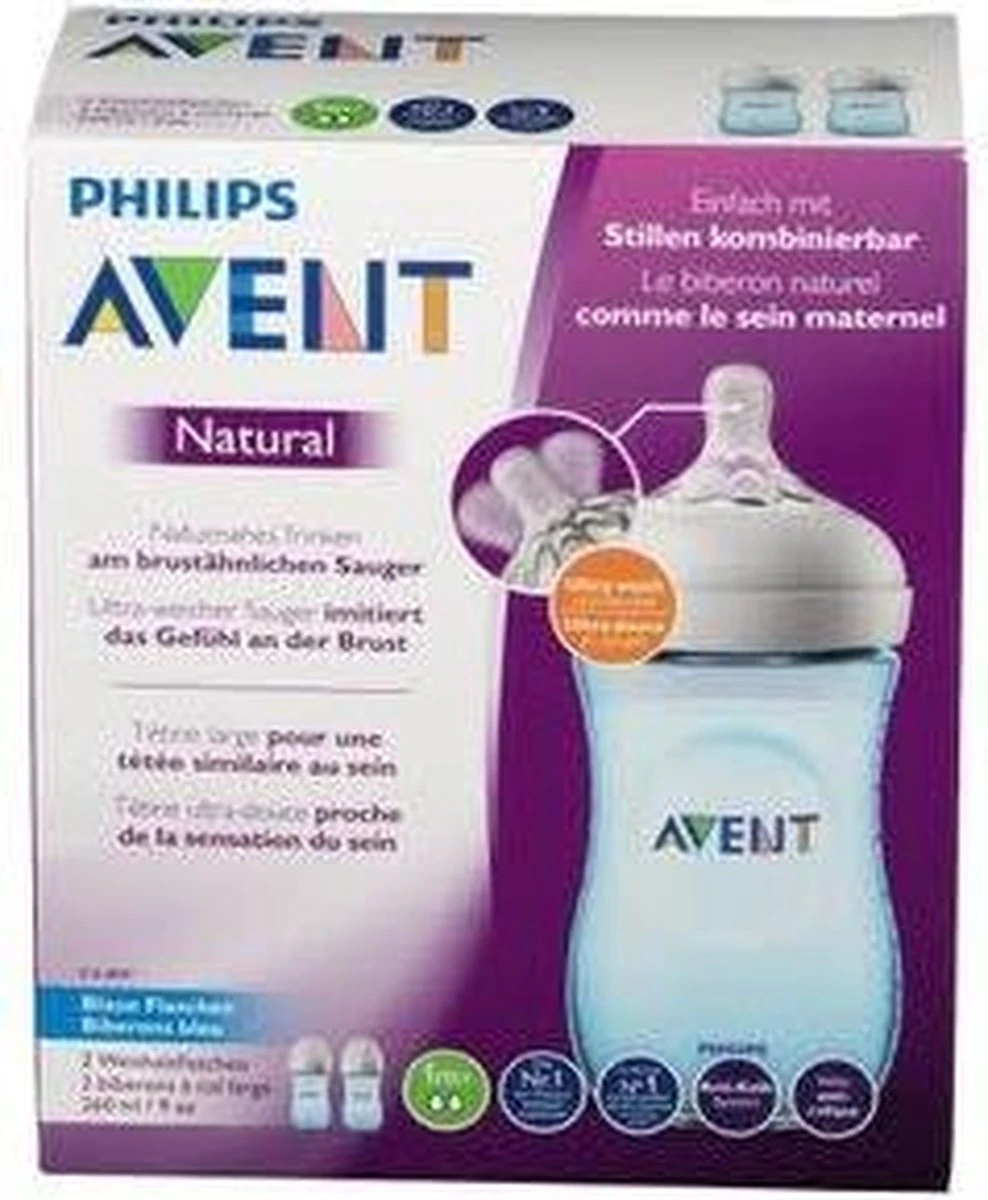Philips Avent Natural Babyfles - SCF035/27 Babyfles (1m+) Voor Langzame Toevoer - 2x 2 Philips Avent Natural Babyfles - SCF035/27 Babyfles (1m+) Voor Langzame Toevoer - 2x - Afbeelding 2