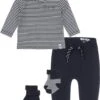 Dirkje - Noppies Bio Basic Set (4delig) Broek Shirt Sokjes Blauw - Maat 62