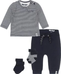 Dirkje - Noppies Bio Basic Set (4delig) Broek Shirt Sokjes Blauw - Maat 62